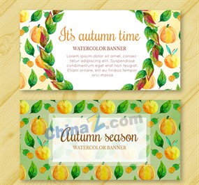 水彩绘秋季南瓜banner矢量